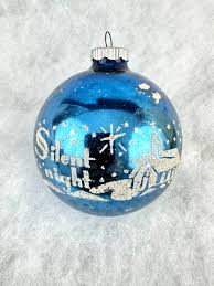 VTG Shiny Brite Blue Mercury Glass Mica Stenciled Silent ...