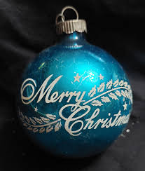 Vintage 1950s Shiney Brite Blue Merry Christmas Snowy ...
