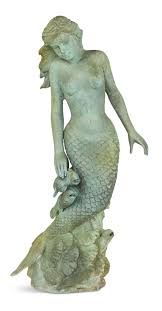 Sold at Auction: Patinated Bronze Mermaid Garden Fountain