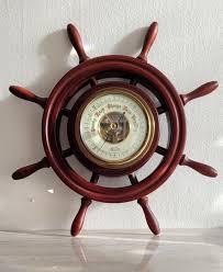 BAROMETER STELLAR WEST Germany Weather Wood Sailor Wheel Boat Storm Rain - Etsy