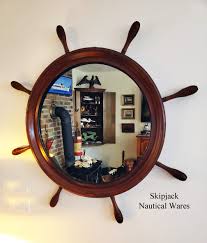Vintage Ship's Wheel Nautical Designed Mirror: Skipjack Nautical Wares