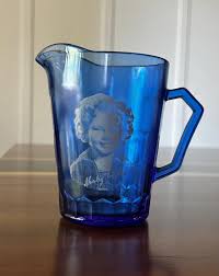 Vintage Cobalt Blue Shirley Temple Depression Glass Pitcher ...