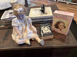 SHIRLEY TEMPLE VINTAGE Collectibles Lot - Doll, Music Box, 2 Buttons, and Glass $59.00 - PicClick