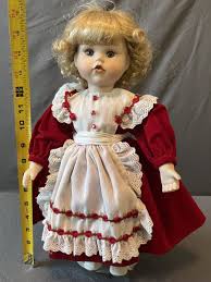Vintage 16” Porcelain and Cloth Christmas Holiday Girl Doll ...