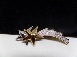 Gorgeous Vintage Crystal Shooting Star Celestial Brooch Pin!
