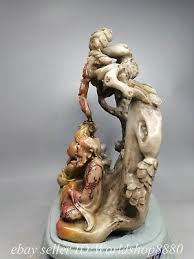 8.8" Old Chinese Tianhuang Shoushan Stone Carved Tree Lohan Arhat Statue | eBay