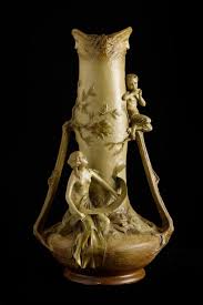 Sold at Auction: Johann Maresch, Large Art Nouveau vase JOHANN MARESCH (Austria, 1821–1914). Austria, ca. 1905. Polychrome terracotta. Marks J.M (Johann Maresch) and numbering 1627 on the back of the base.