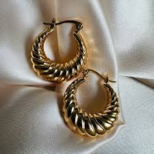 Gold Twist Huggie Earrings - 18ct PVD Plated Brass - Etsy