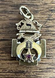 14k Gold Tri-fold 32nd Degree Masonic / Shriner Fob Pendant ...