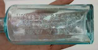 Vtg 6" Aqua Blue UNITED STATES MEDICINE CO NEW YORK BOTTLE 2 ...