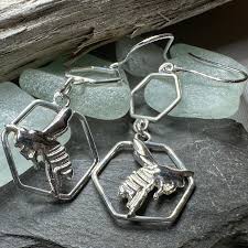 Honeycomb Bee Earrings – Celtic Crystal Design Jewelry