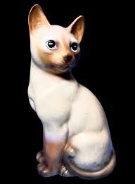Vintage Large 7” Siamese Cat figurine Glazed Crazed Porcelain | eBay