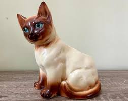 Napcoware C-7116 Siamese Cat Planter. Napco Blue Eye Ceramic Cat Figurine Planter. - Etsy