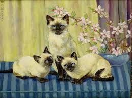 Three Siamese Cats' Giclee Print - Winifred Humphery | Art.com