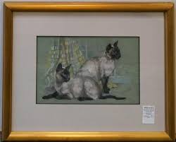 Lot - Mabel Gear (British 1900-1997), Two Siamese Cats, Pastel on Paper, Framed, 16 x 20 inches
