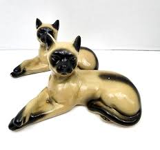 Pair of 2 Vintage SIAMESE Kittens Cats Figurines Handcrafted ...