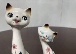 Retro Fancy Cute Siamese Cat Pair Ceramic Cat Figurine Vintage | eBay