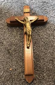 Catholic Church Religious Vintage Sick Call Crucifix in oak ...