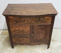 Late 19th Century Victorian Tiger Oak Rolling Side Cabinet ...