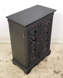 Vintage 16.25 in. Black Wood 2 Door Storage Cabinet | Olde Good Things
