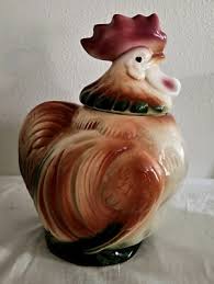Vintage SIERRA VISTA Rooster Chicken COOKIE JAR, California Pottery. | eBay Australia