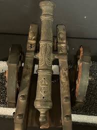 Vintage Wood Brass Iron Spanish Cannon Artillery Replica 12 ...