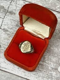 Antique 10k Gold Otsby Barton Edwardian Monogrammed Signet ...