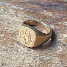 Vintage 14K Engraved "cml" Gold Signet Pinky Ring Stamped ...