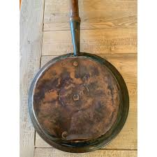 Antique Rustic Copper, Brass and Wood French Bed Warmer | Chairish