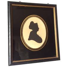 Antique Silhouette Lady with Bonnet & Lace, Signed Williams. For Sale at Ruby Lane