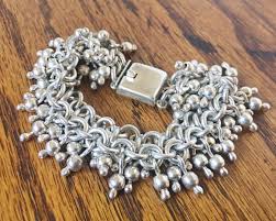 Vintage Sterling Silver Heavy Beaded Dangle Chain Bracelet 925 Made in Mexico 90 Grams - Etsy