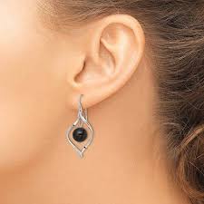 925 Sterling Silver Twisted Dangle Genuine Onyx Hook ...