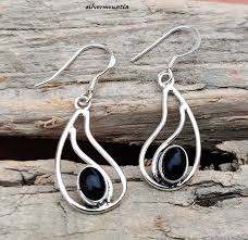 Black Onyx 925 Sterling Silver Earrings: Handmade Gemstone ...
