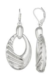 Napier Silver Tone Horizon Drop Lever Back Earrings | Belk