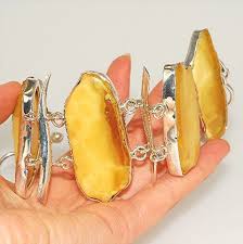 Sterling Silver, Baltic Butterscotch Amber Link Bracelet ...