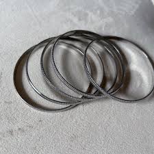 Set of 5 Silver Coloured Bangle Bracelets 90s Y2k Textured ...
