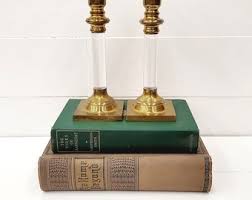 Vintage Brass and Lucite Candlesticks - Brass Candle Holders ...