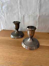 Patina Silver Candle Holders - Etsy