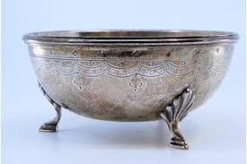 Silver Candy Box with Rim Engravings and Feet with Palms for ...
