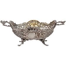 German 800 Silver Reticulated Repousse Dish Or Basket Ornate ...