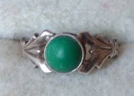 Vintage SILVER RING 875 star stamp green stone size USSR ...