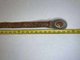 Chambers Hand Tooled Leather Belt Stone Buckle Acorn Oak ...