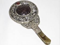 Antique Chinese Silver & Jade Belt Hook Hand Mirror | eBay