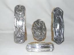 4 Antique STERLING SILVER & SILVERPLATE Vanity Brushes, Hair ...