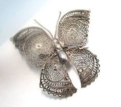 Mexico Silver Filigree Butterfly Pin 5.3 grams 2” x 2” | eBay