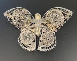 Vintage Estate Silver Filigree Butterfly Pin/brooch - Etsy