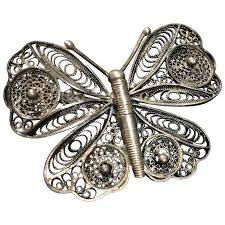 Fabulous Vintage Silver Butterfly Brooch. For Sale at Ruby Lane