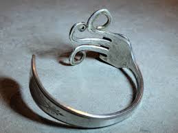 Vintage Handcrafted Silverplate Bent Fork with Beach Glass Bracelet | eBay