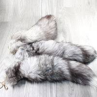 Silver Fox Tail Key Rings #3654 Taxidermy Keychain Tassel ...