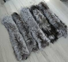 Extra Large Real Fur Trim Scarf for Hood Whole Skin Silver ...